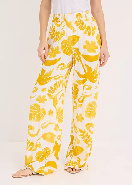 Pantaloni larghi fantasia in viscosa operata, bonprix