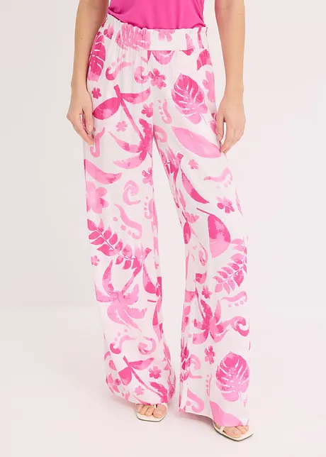 Pantaloni larghi fantasia in viscosa operata, bonprix
