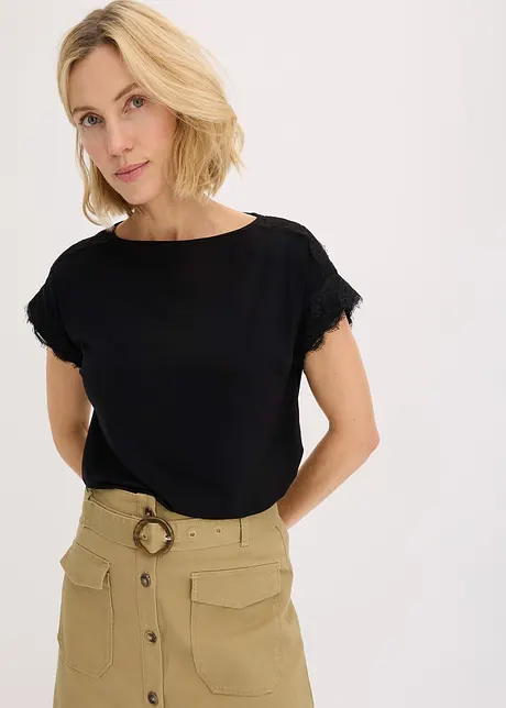 Maglia in viscosa con pizzo, bonprix