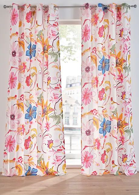 Tenda trasparente in poliestere riciclato con fantasia floreale (pacco da 1), bonprix
