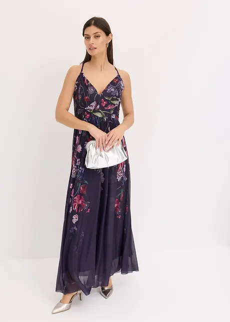 Abito lungo in delicato tulle con spalline, bonprix