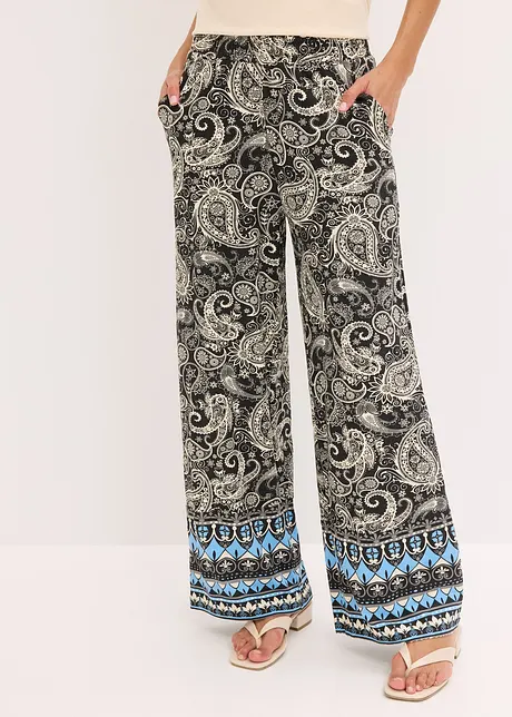 Pantaloni a palazzo in misto viscosa morbido, bonprix