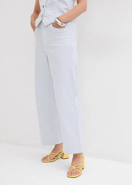 Jeans wide leg cropped, vita alta, bonprix