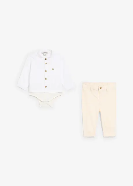 Camicia a body e pantaloni chino in puro cotone (set 2 pezzi), bonprix