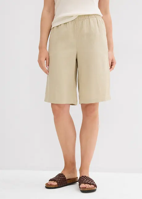 Bermuda in misto lino e viscosa, vita alta, bonprix