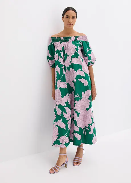 Abito con spalle scoperte in puro cotone fantasia, bonprix
