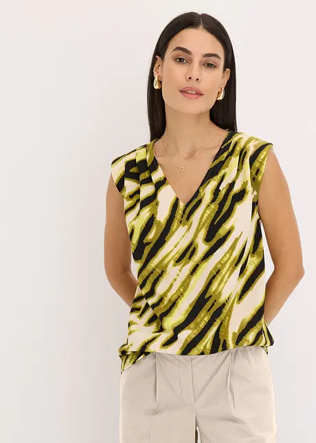 Top in jersey con pieghe plissettate e spalline imbottite, bonprix