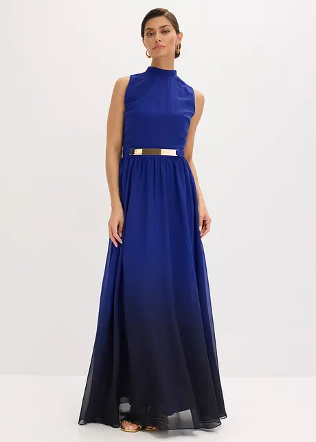 Abito di chiffon con colletto e inserto in vita, bonprix