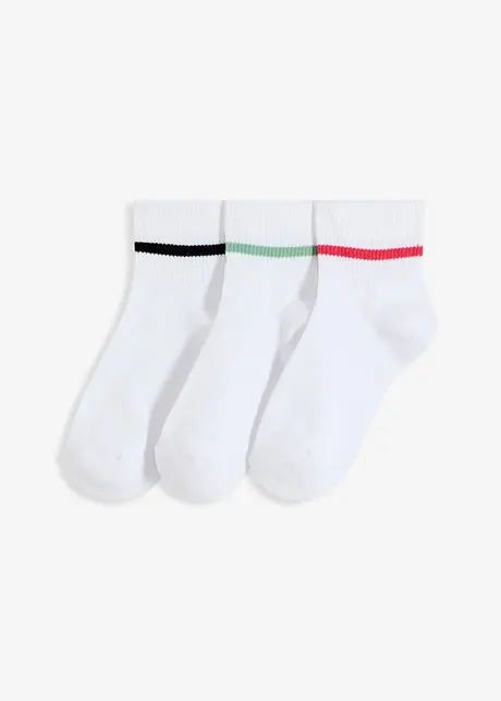 Calzini corti da tennis con cotone biologico e soletta in spugna (pacco da 3), bonprix