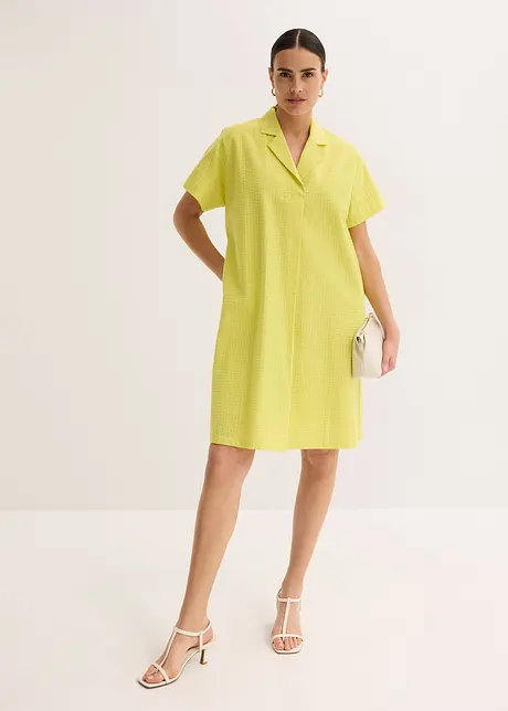 Abito largo in cotone con piega, bonprix