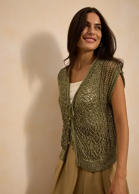 Cardigan traforato con viscosa, bonprix