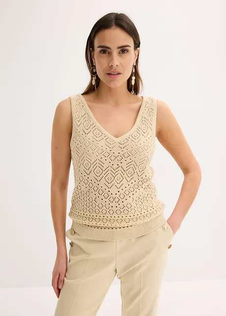 Top in maglia traforato, bonprix