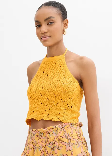 Top in maglia con scollo all'americana, bonprix