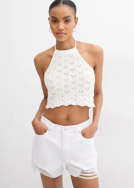 Top in maglia con scollo all'americana, bonprix