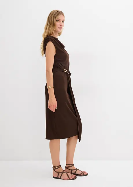 Abito midi drappeggiato con effetto a coste, bonprix