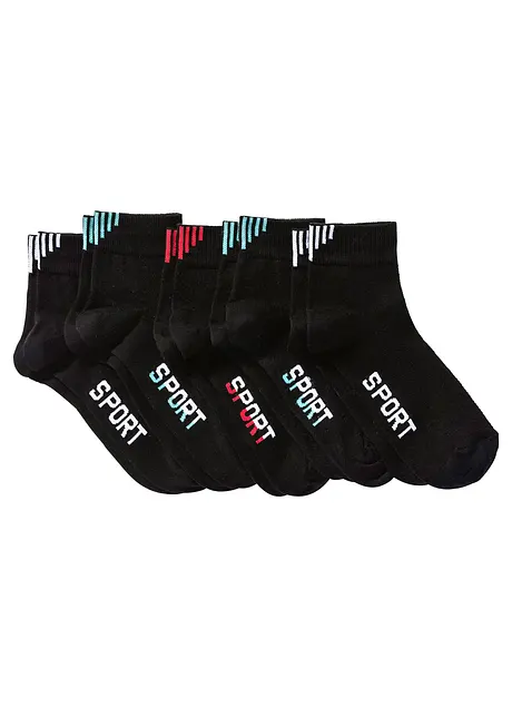 Calzini sportivi con scritta (pacco da 5 paia), bonprix