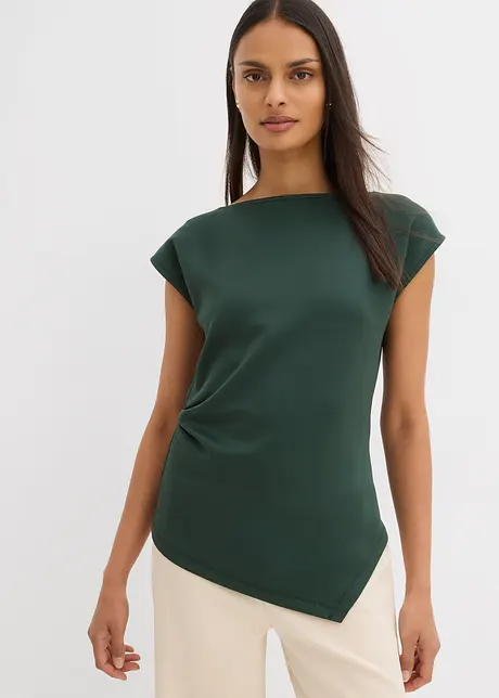 Top asimmetrico effetto neoprene, bonprix