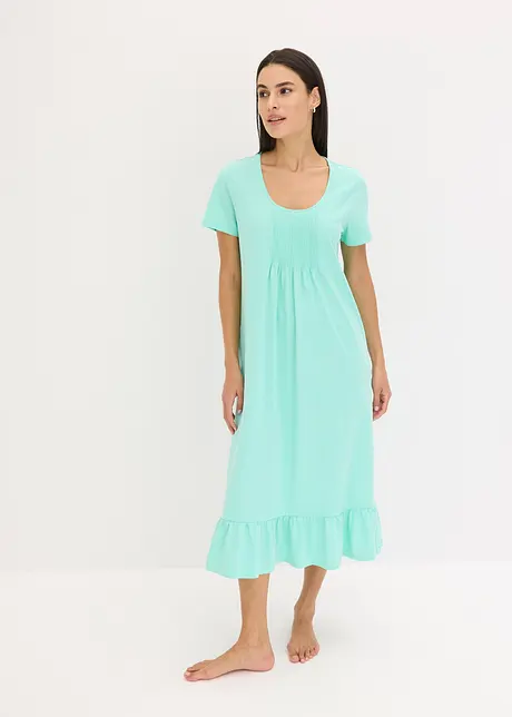 Camicia da notte con pieghe e balza, bonprix