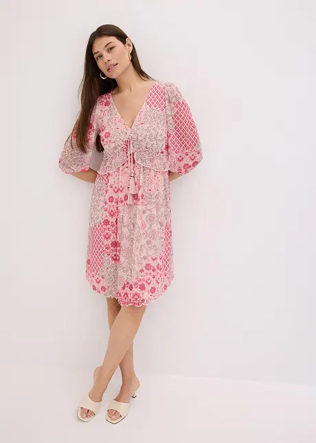 Abito tunica in mesh fantasia, bonprix