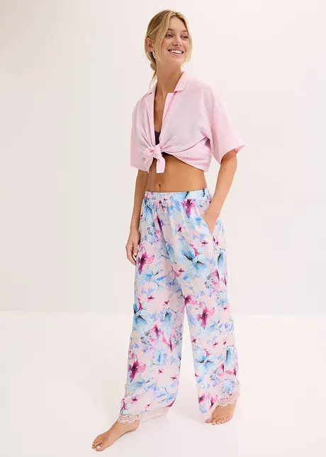 Pantaloni pigiama lunghi in satin lucido, bonprix