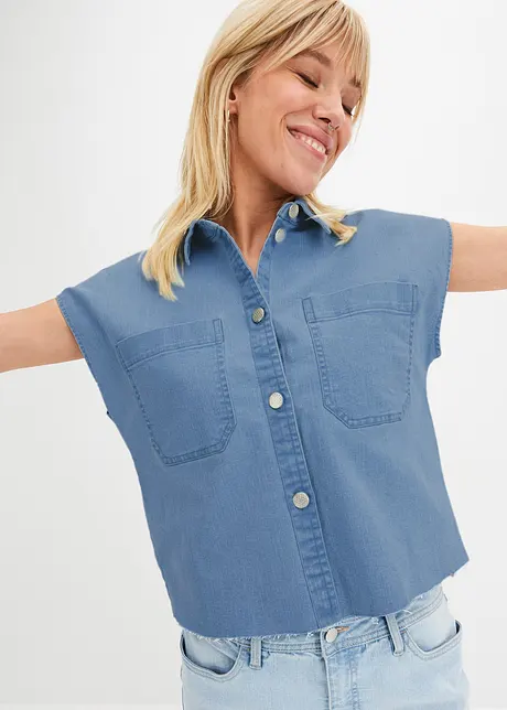 Camicia di jeans boxy cropped, bonprix