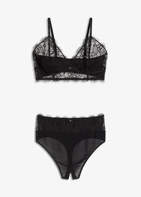 Reggiseno bustier e perizoma a vita alta ouvert (set 2 pezzi), bonprix