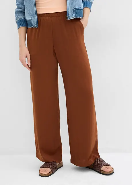 Pantaloni a palazzo leggeri in tessuto strutturato, bonprix