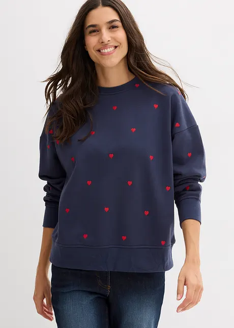 Felpa oversize con ricami, bonprix