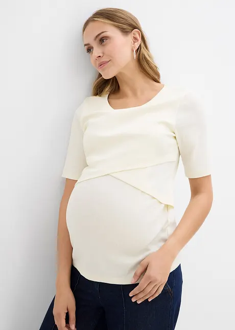 Maglia prémaman / da allattamento a coste in puro cotone biologico (pacco da 2), bonprix
