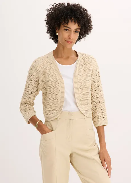 Bolero a mezza manica con effetto uncinetto, bonprix