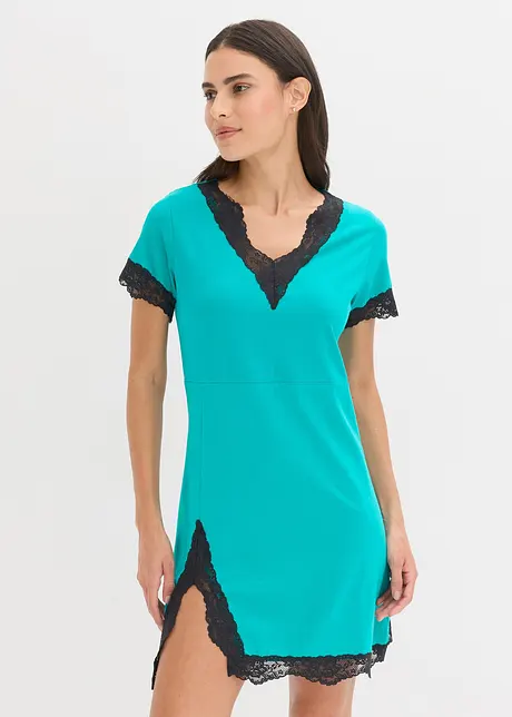 Camicia da notte in cotone biologico con pizzo, bonprix