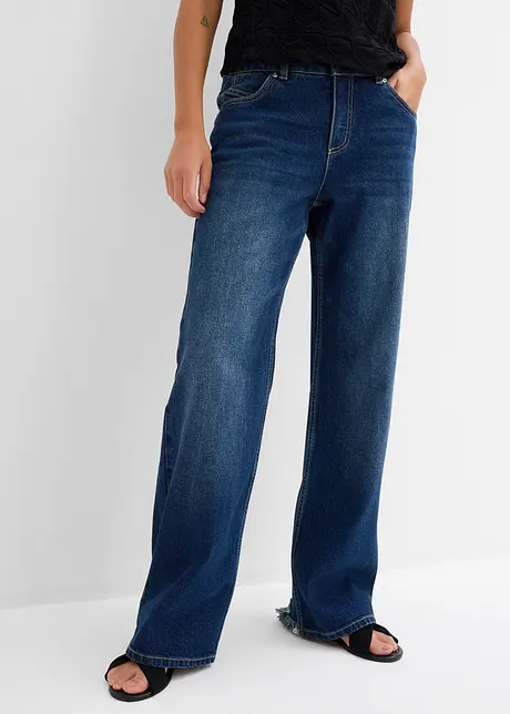 Jeans straight, vita media, bonprix