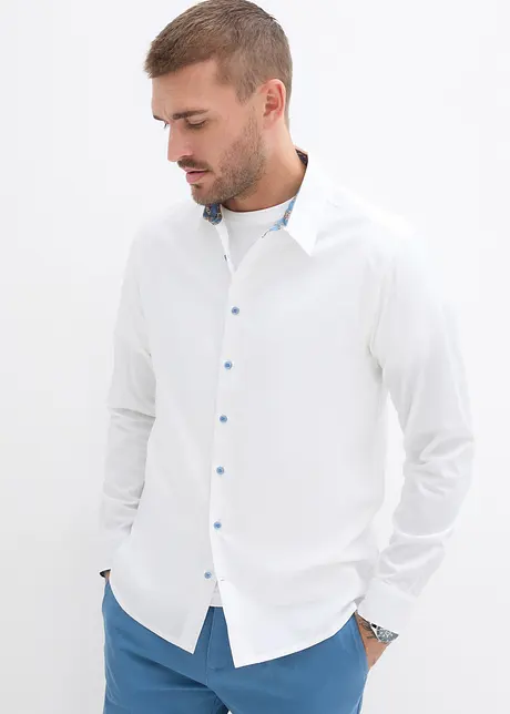 Camicia elegante in puro cotone con dettagli a contrasto, regular fit, bonprix