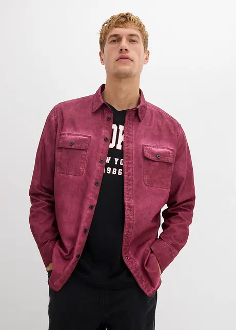 Camicia a maniche lunghe in puro cotone effetto lavato, bonprix