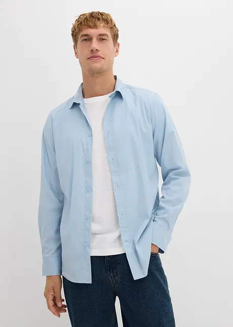 Camicia elasticizzata con cotone, slim fit, bonprix