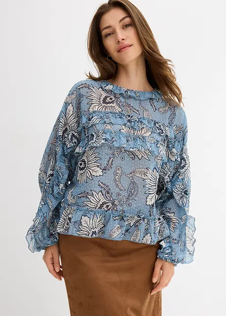 Blusa in chiffon con ruches, bonprix