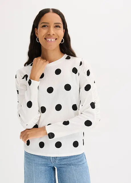 Maglia a maniche lunghe in crêpe operato, bonprix