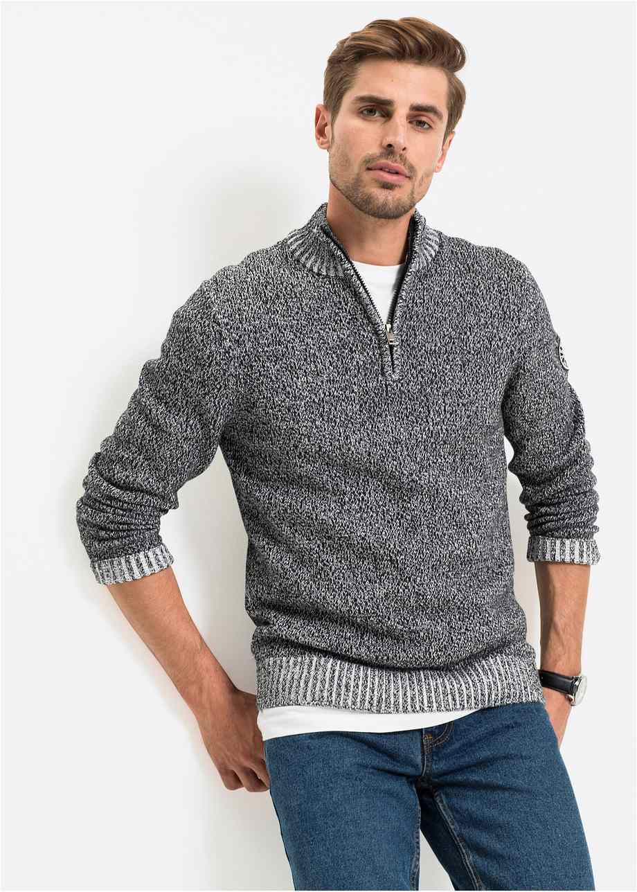 Maglione Uomo Essentials Con Cerniera - 100% Cotone, Vestibilit&agrave; Regular, Zip Integrale