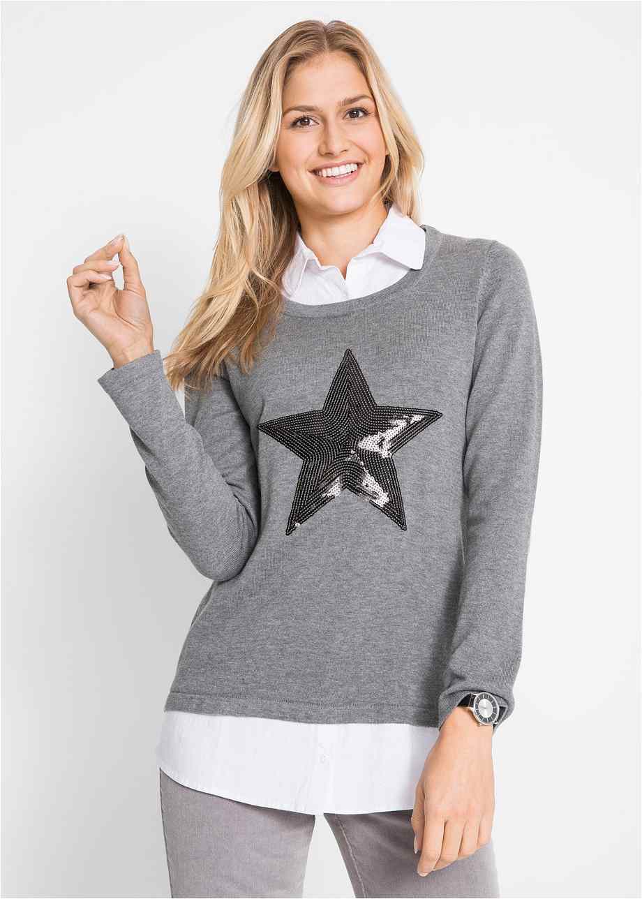 Pull Noir Avec Motifs étoiles - Occasion En Très Bon état, Idéal Pour Un Look Décontracté
