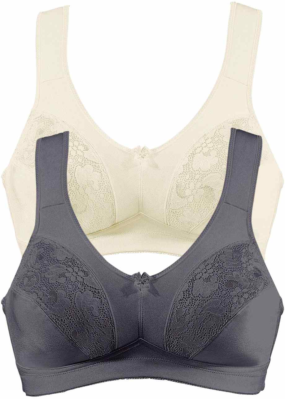 Reggiseno contenitivo con inserti in pizzo - Champagne + antracite, Coppa D