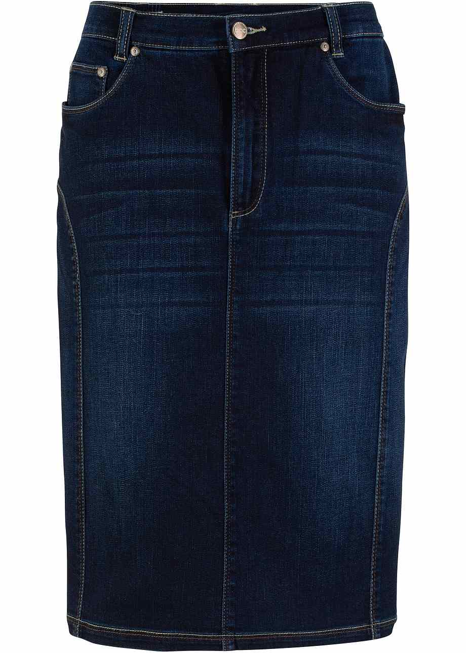 Gonna In Jeans Con Inserti Elasticizzati Ai Lati E Cuciture Laterali Spostate In Avanti Per Un