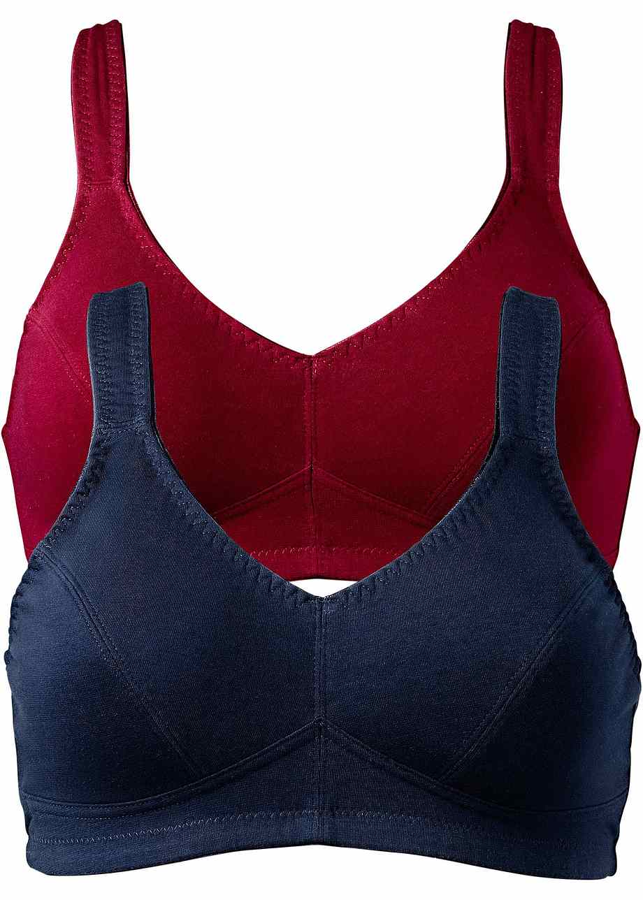 Confortevole Reggiseno In Cotone Con Spalline Larghe Blu Scuro