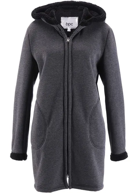 Felpa con zip e  cappuccio in pile teddy, bonprix