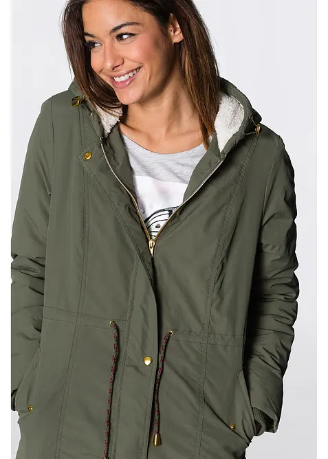 Parka con pile teddy, bonprix