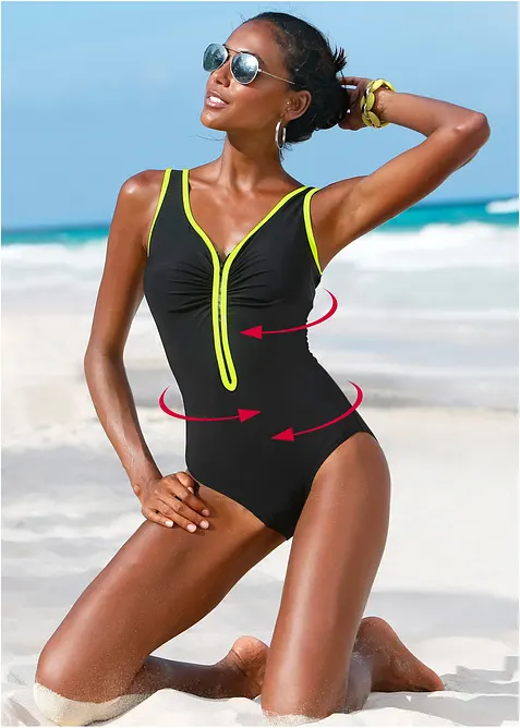 Costume intero con cerniera e effetto modellante leggero, bonprix