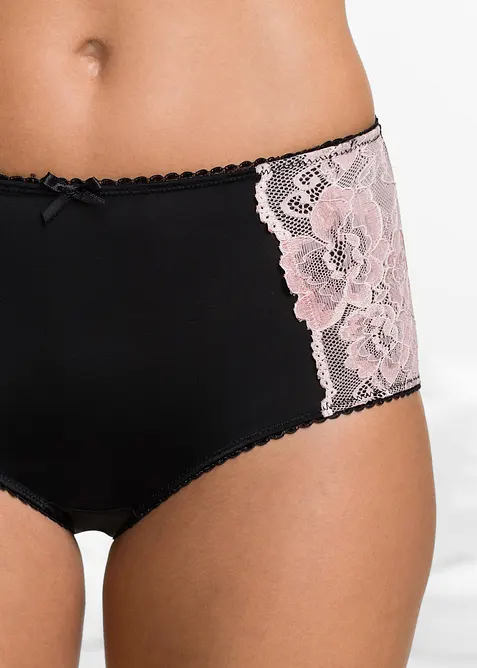 Slip alto in microfibra con pizzo (pacco da 3), bonprix