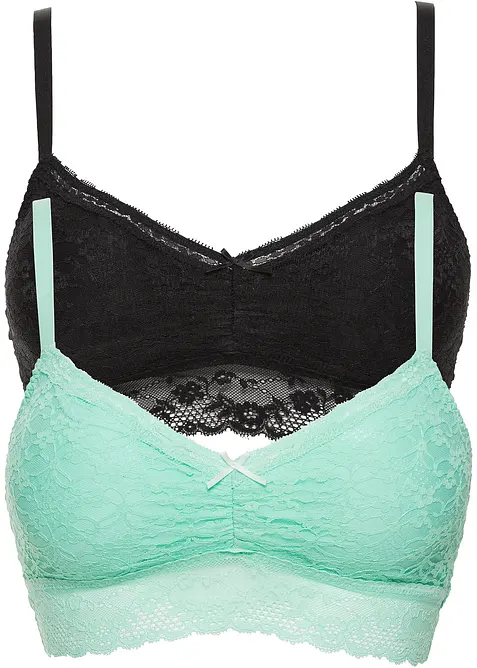 Reggiseno bustier con pizzo morbido (pacco da 2), bonprix