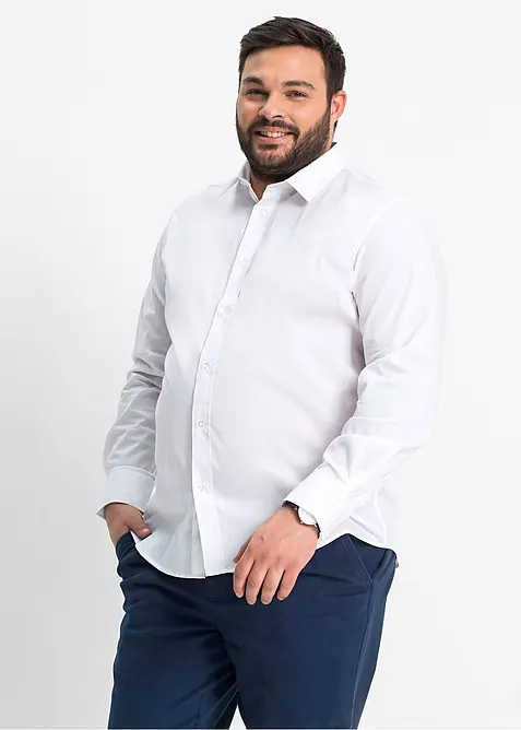 Camicia elasticizzata con cotone, slim fit, bonprix