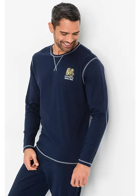 Pigiama a maniche lunghe in puro cotone, bonprix