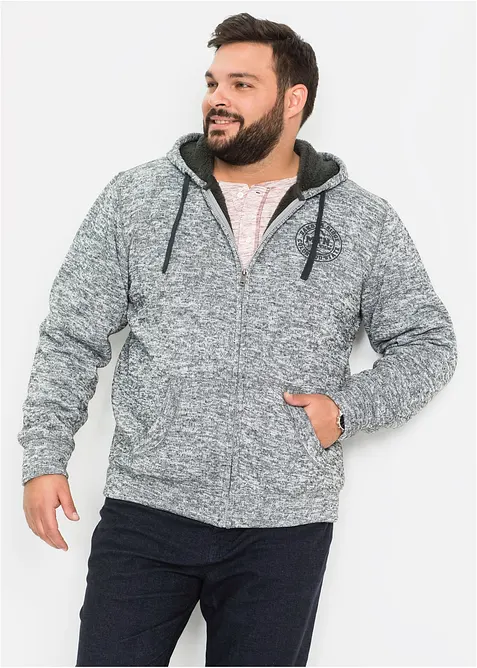 Giacca in felpa con cappuccio e fodera teddy, bonprix